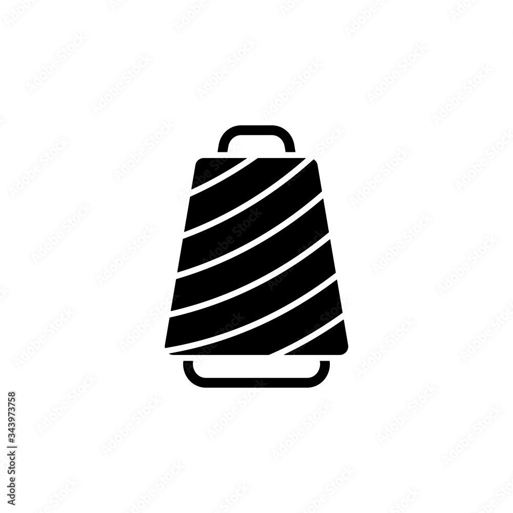 Cotton reel icon vector in black flat shape isolated on white