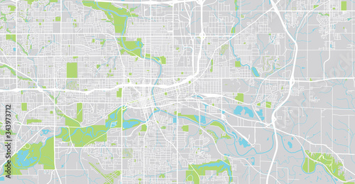 Urban vector city map of Des Moines, USA. Iowa state capital