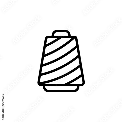 Cotton reel icon vector in outline, linear style isolated on white background
