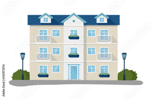 Modern house vector illustrations. Cartoon flat home apartment, facade exteri...
