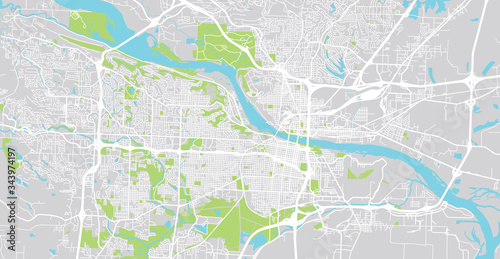 Urban vector city map of Little Rock  USA. Arkansas state capital