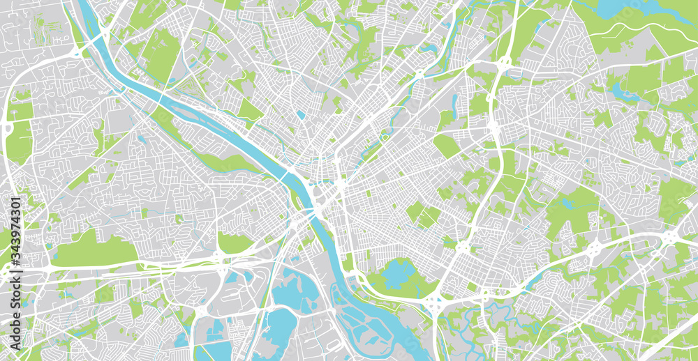 Urban vector city map of Trenton, USA. New Jersey state capital