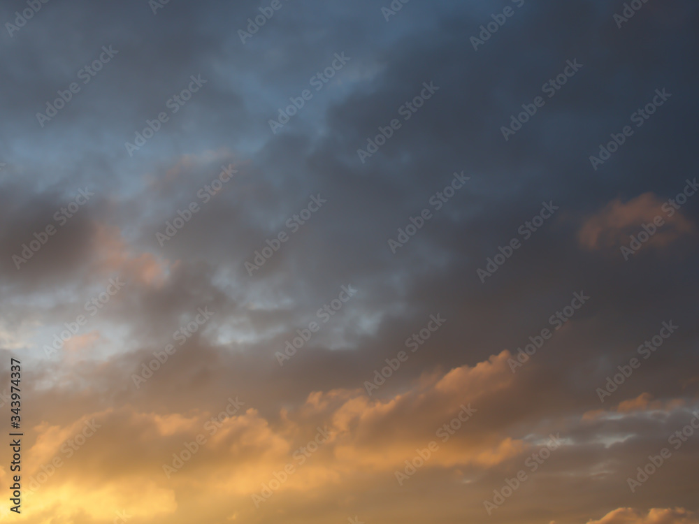 Beautiful colors of the clouds at sunset, great background for photo illustrations