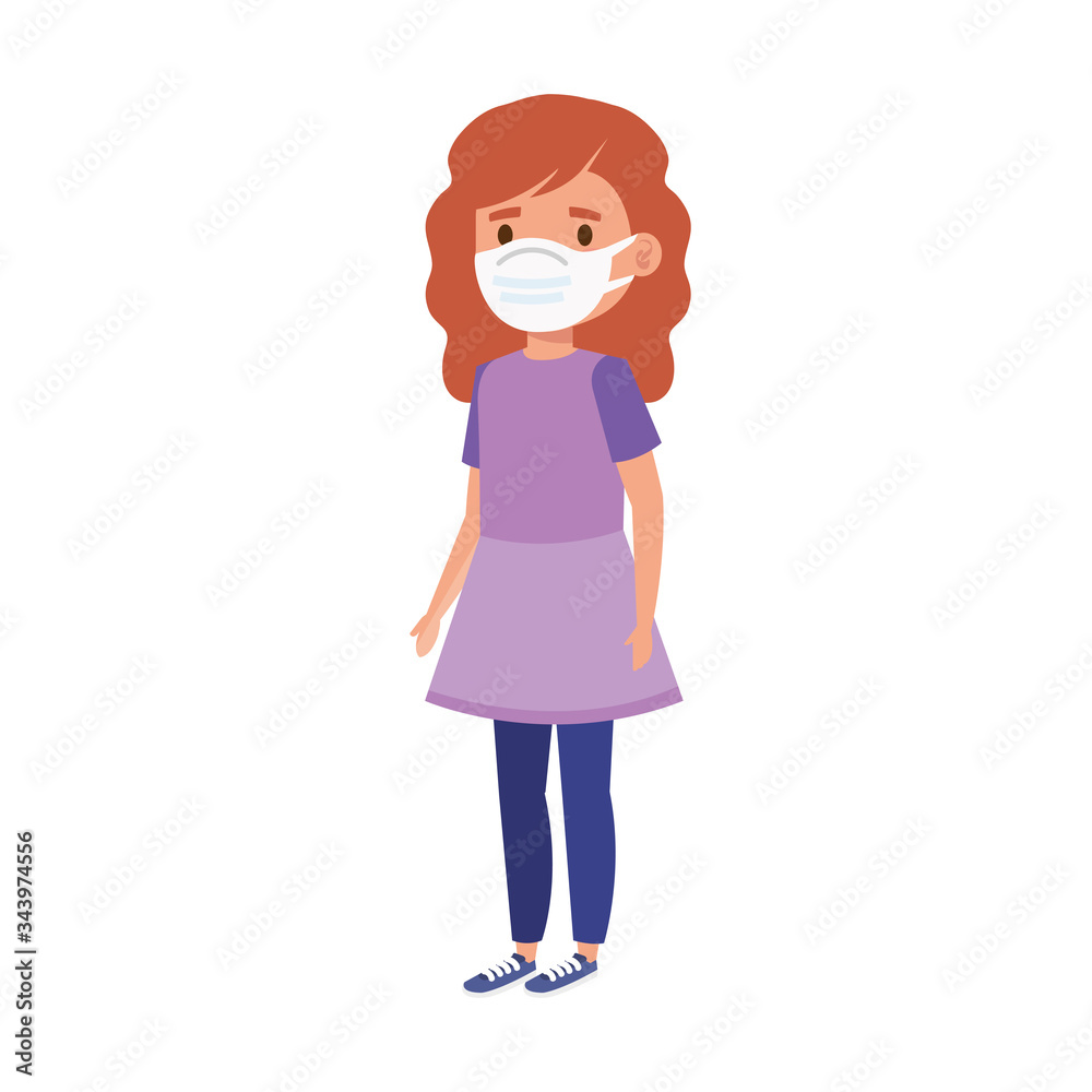 girl using face mask isolated icon vector illustration design