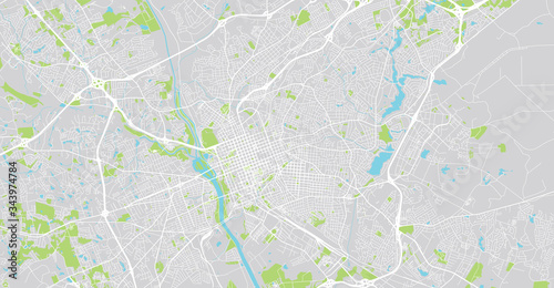 Urban vector city map of Colombia, USA. South Carolina state capital