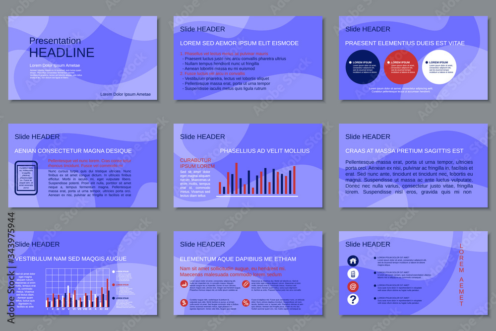 Professional business presentation, slide show, infographic elements, annual report, brochure vector design