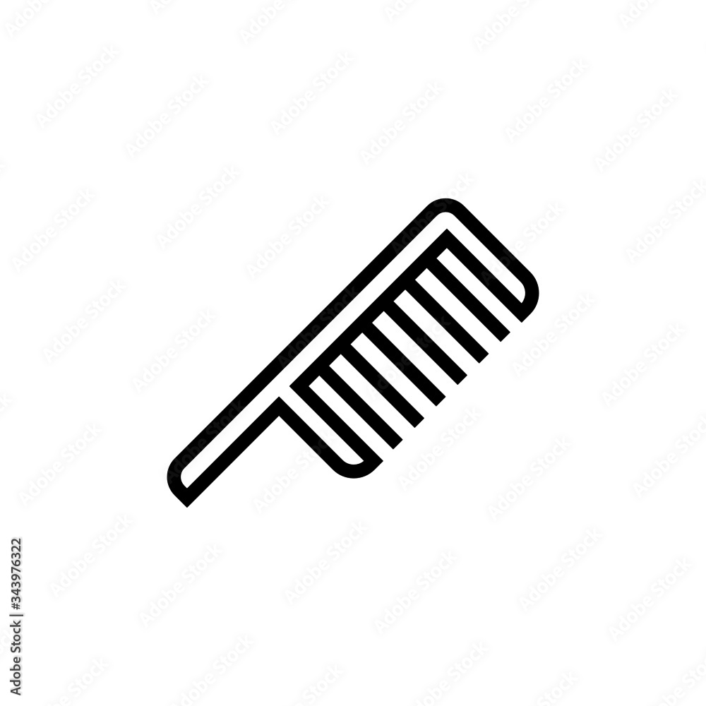 Comb icon symbol in linear, outline style isolated on white background Comb icon symbol in linear, outline style isolated on white background