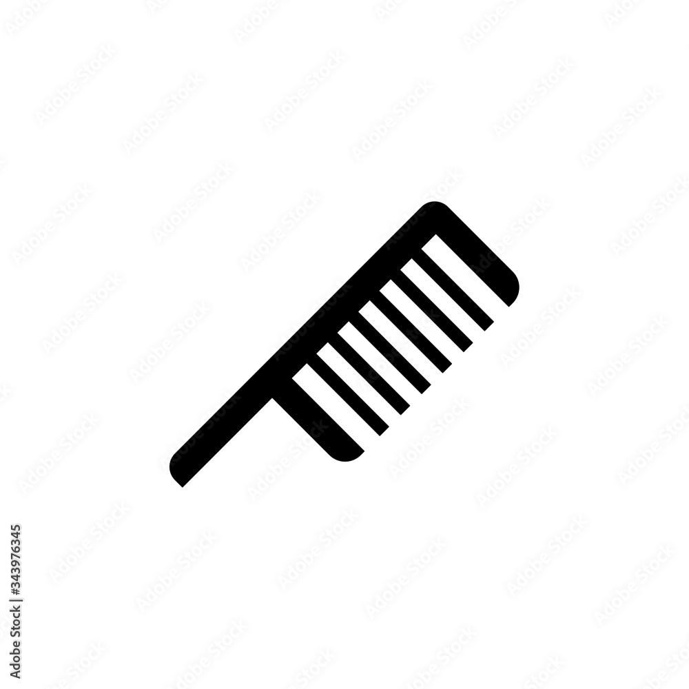 Comb icon symbol in black flat shape design isolated on white background Comb icon symbol in black flat shape design isolated on white background