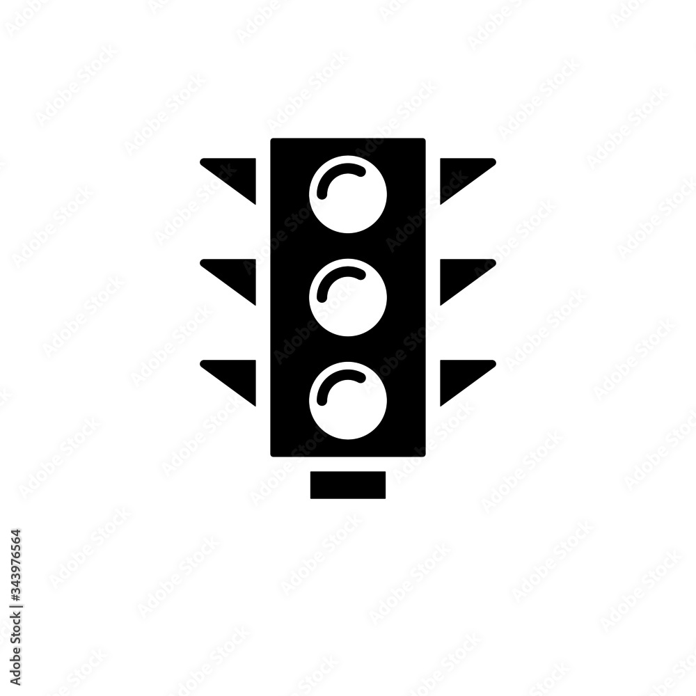 Traffic light icon symbol in black flat shape design isolated on white background Traffic light icon symbol in black flat shape design isolated on white background