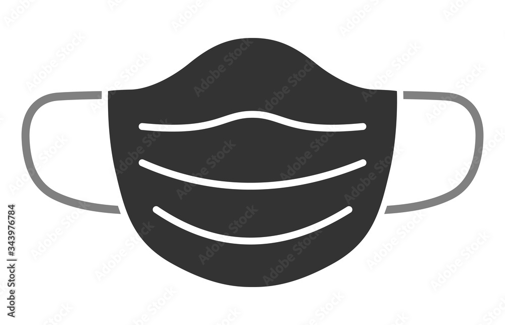 Respiratory protection face mask grey icon