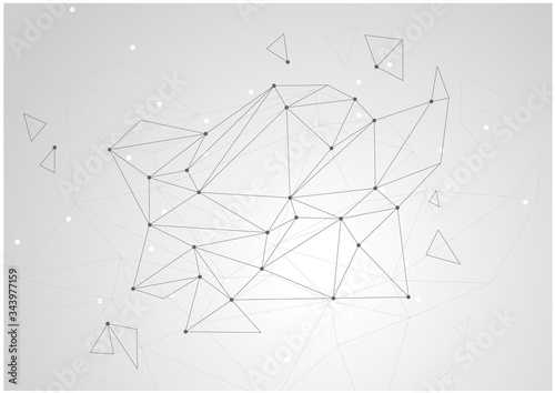 Abstract triangles space low poly, color background with connecting dots and lines. Light connection structure. Polygonal vector background.