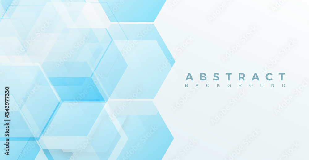Fototapeta premium abstract background template science and technology presentation, hexagonal shape with blue and soft color. Vector illustration