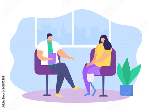 Physiotherapy rehabilitation assistance vector illustration. Cartoon flat patient character on physical rehabilitating therapy with physiotherapist doctor, sport exercise in gym icon isolated on white