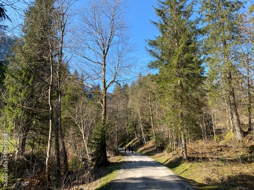 Trails for walking, sports and recreation along the Rümlig (Ruemlig or Rumlig) river and in the subalpine Eigental valley, Eigenthal - Canton of Lucerne, Switzerland (Kanton Luzern, Schweiz) photo