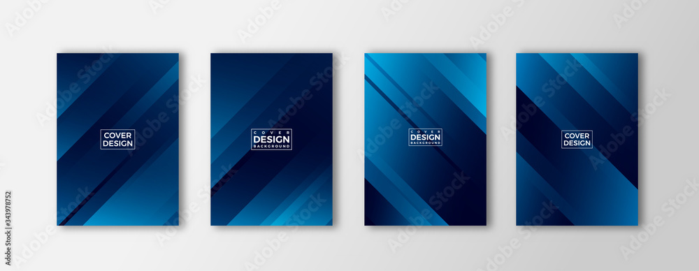 Minimal covers design, geometric blue gradient shape composition.