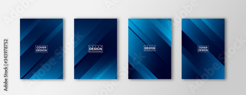 Minimal covers design, geometric blue gradient shape composition.