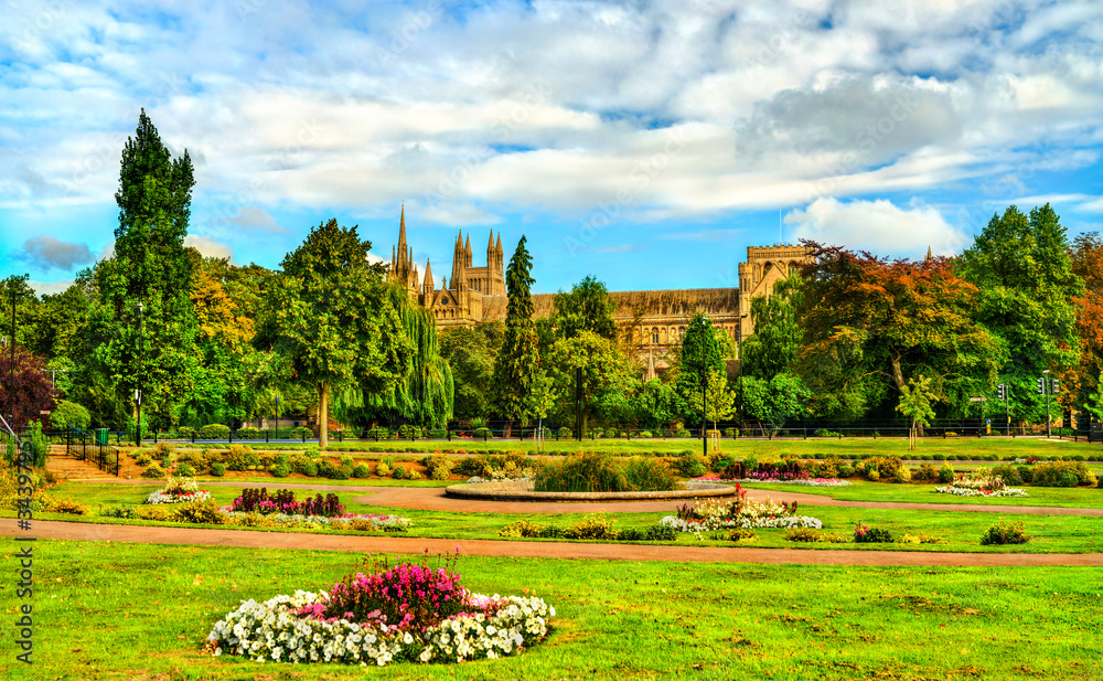 View of Peterborough Cathedral in England