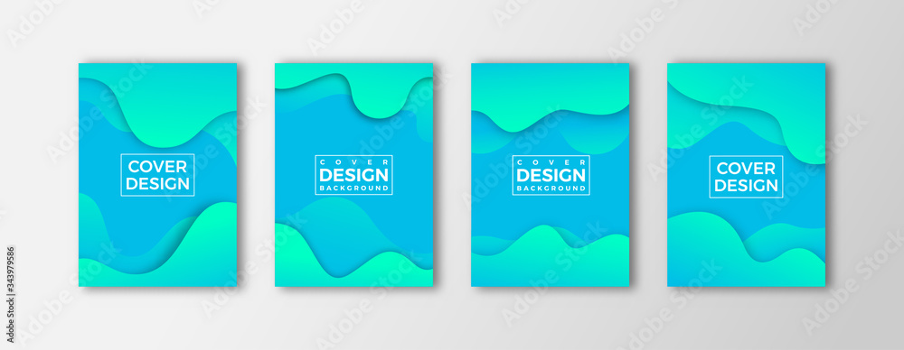 Minimal covers design, geometric blue gradient shape composition.