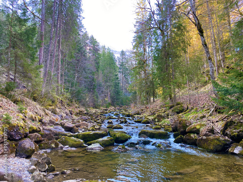 The alpine river Rümlig (Ruemlig or Rumlig) in the subalpine Eigental valley, Eigenthal - Canton of Lucerne, Switzerland (Kanton Luzern, Schweiz) photo