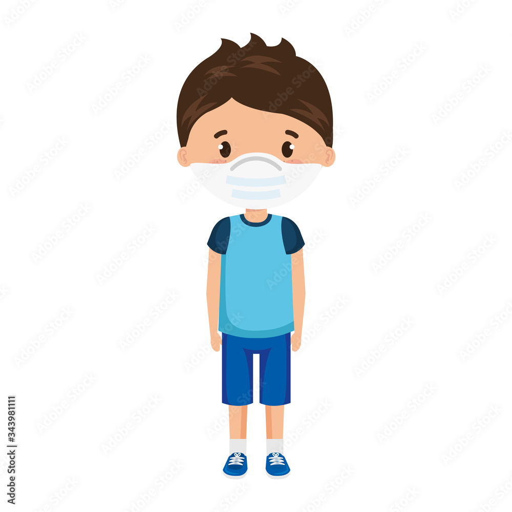 boy using face mask isolated icon vector illustration design