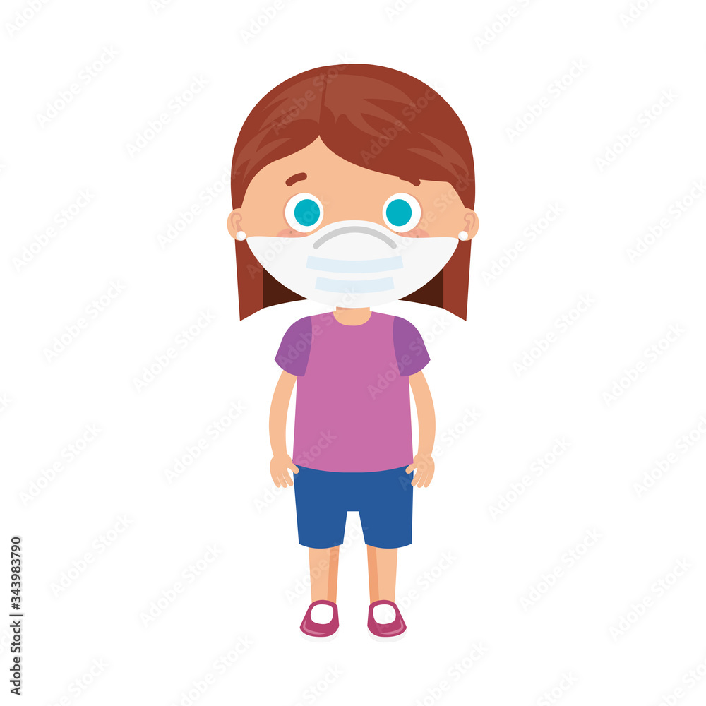 cute girl using face mask isolated icon vector illustration design