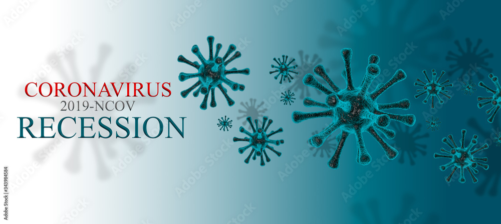 Fototapeta premium Recession. Financial crisis. Covid-19, coronavirus Or SARS-CoV-2 . Virology Concept. 3d Rendering