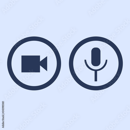 Microphone and video icon in video teleconference