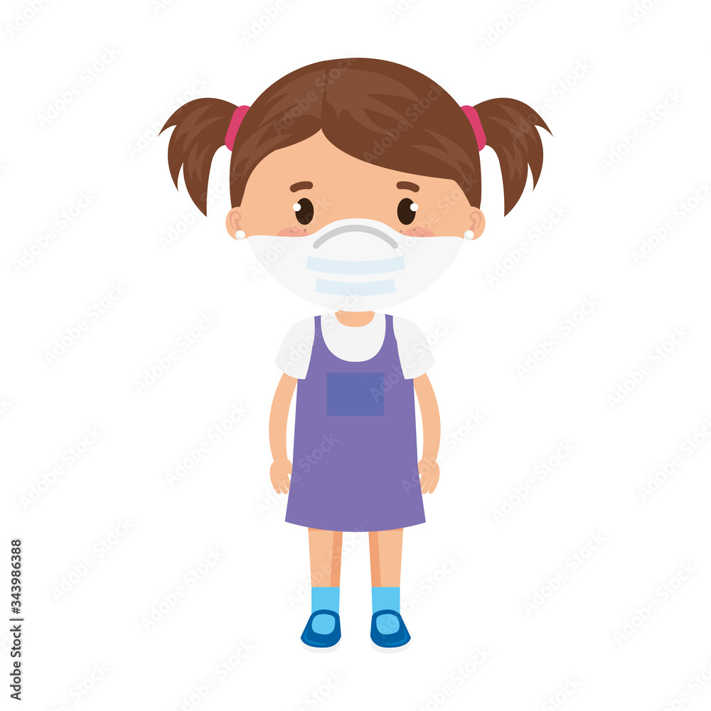 cute girl using face mask isolated icon vector illustration design cute girl using face mask isolated icon vector illustration design