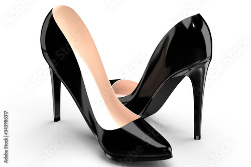 Black high heel shoes - 3D illustration