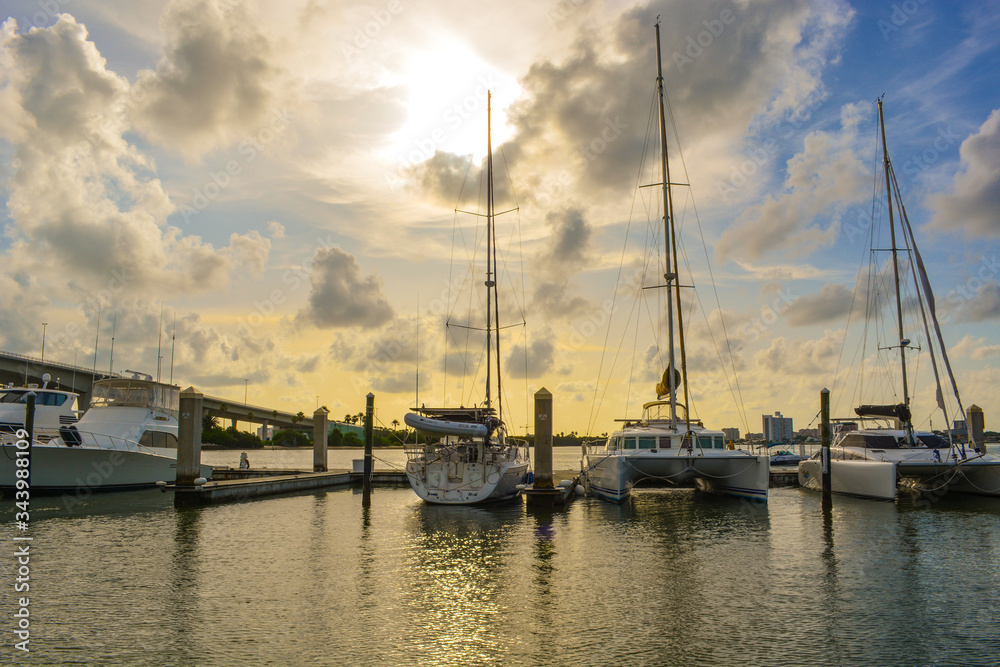 sunset in the harbor