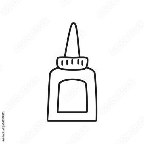 Stationary concept, glue bottle icon, line style