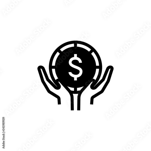 Mutual funds icon in black flat shape icon style design isolated on white background