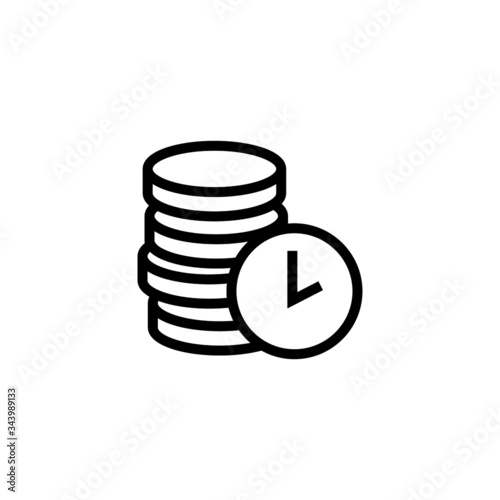 Time money icon in linear, lineout icon style isolated on white background