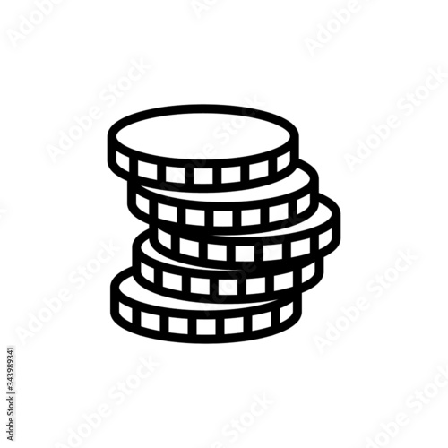 Coin icon in linear, lineout icon style isolated on white background