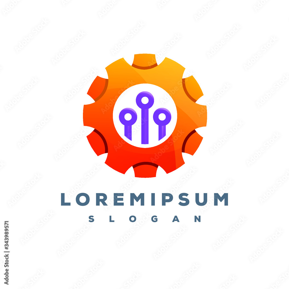 Naklejka premium Digital tech logo design ready to use