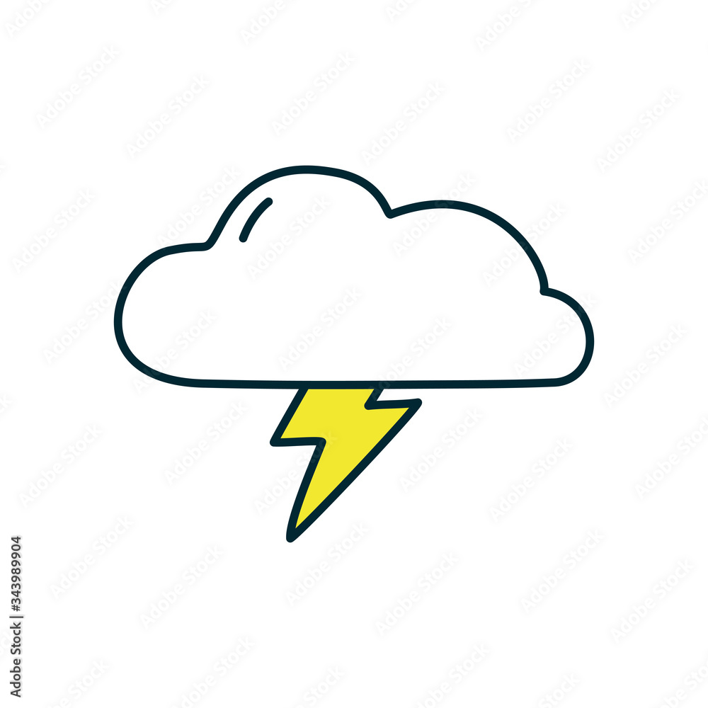stormy cloud icon, line and fill style stormy cloud icon, line and fill style
