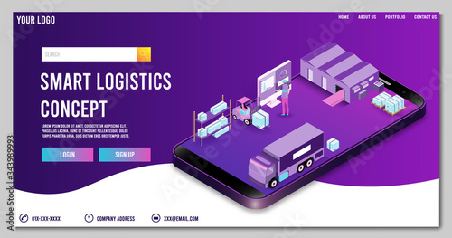 Modern flat design isometric concept of Smart Logistics with global logistics partnership for website and mobile website. 
Easy to edit and customize. Vector illustration