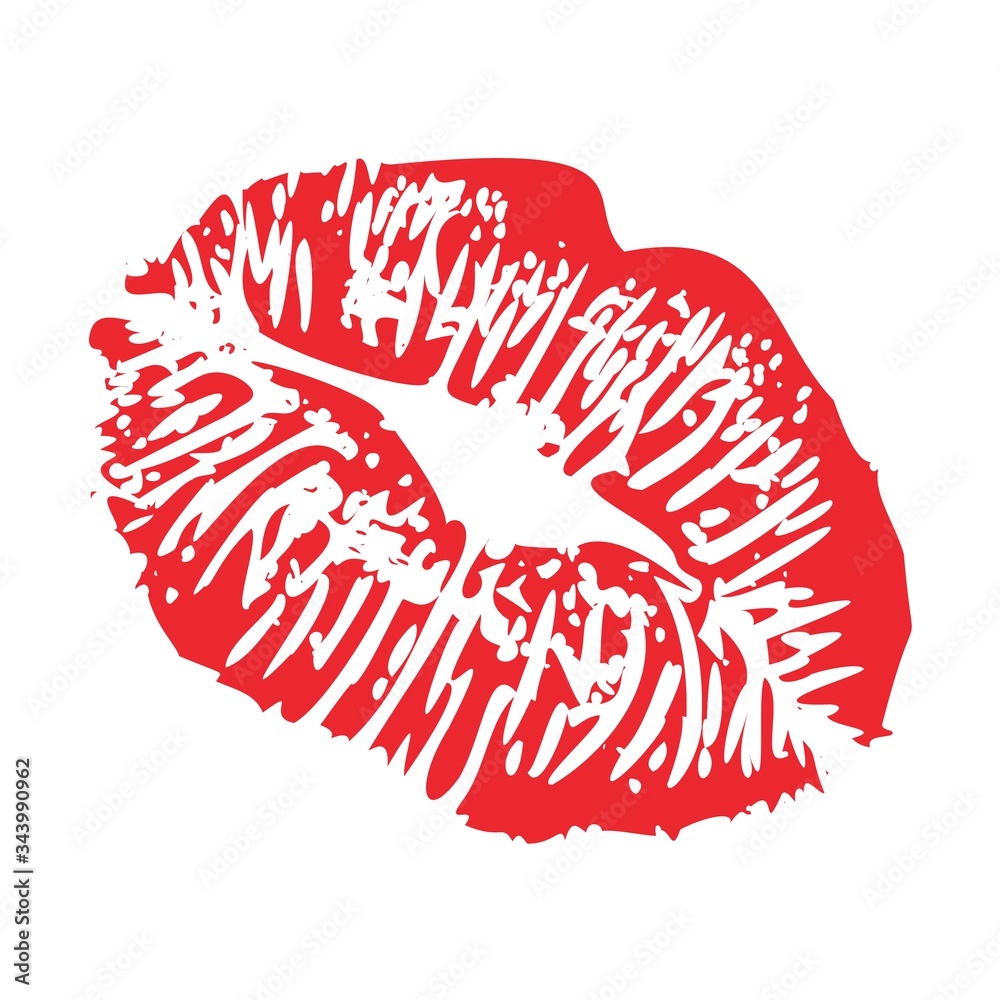 lipstick kiss print of sexy kisses imprint lips flirty stamp , isolated on white vector illustration Stock Vector | Adobe Stock