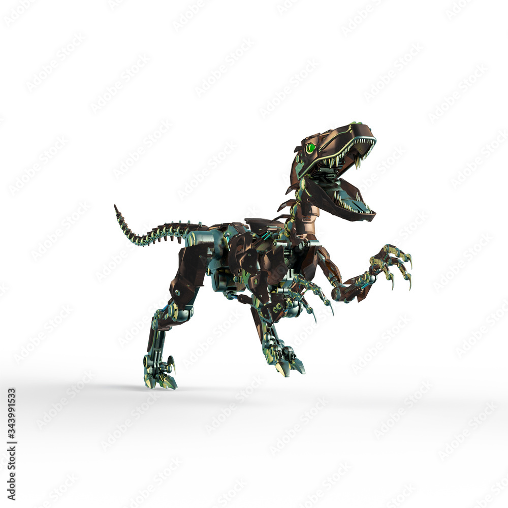 dino raptor robot will catch you Stock Illustration | Adobe Stock