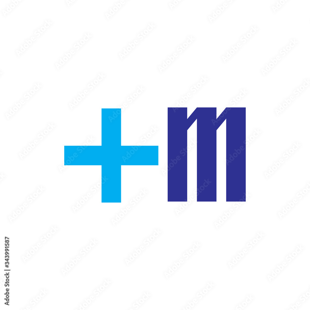 Fototapeta premium Plus M letter logo design vector