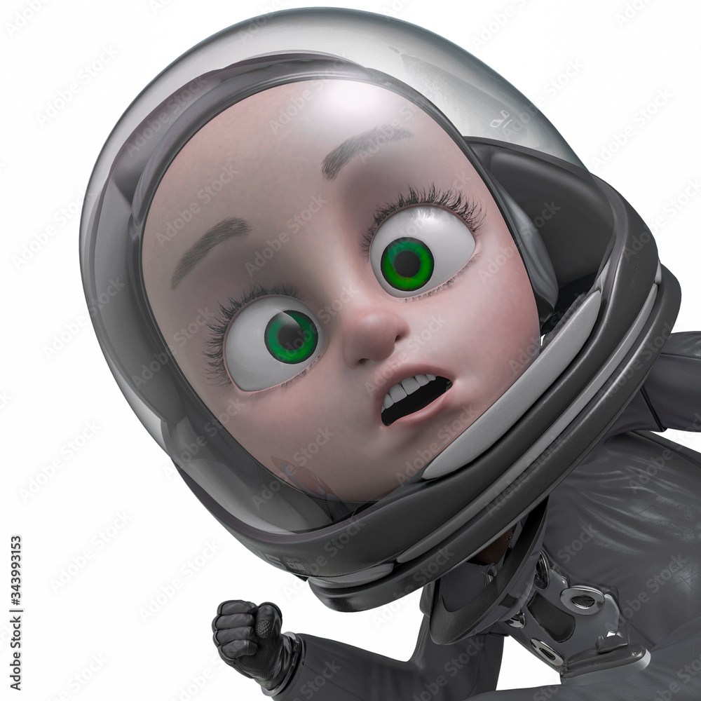 Fototapeta premium boy the astronaut explorer in white background silly portrait