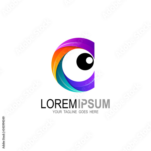 C logo and eye design combination, 3d icons