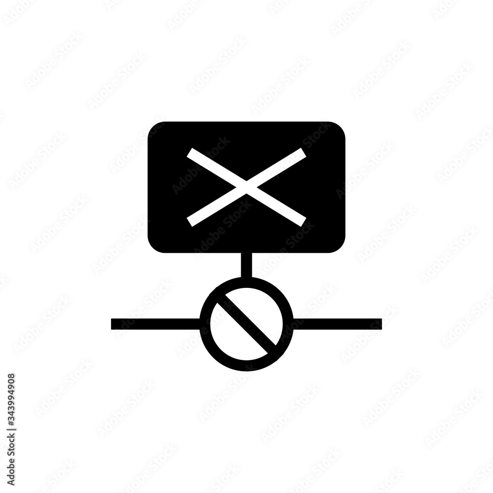 Disconnect vector icon in black flat shape design isolated on white background Disconnect vector icon in black flat shape design isolated on white background