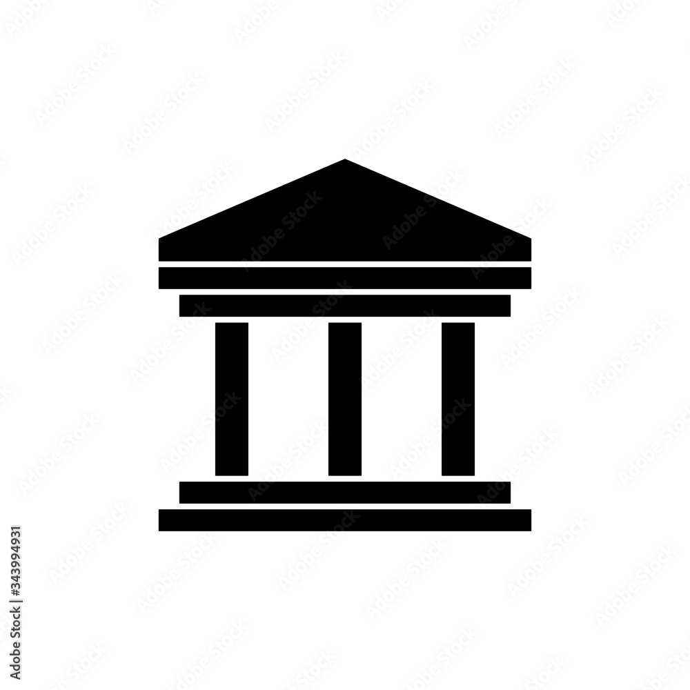 Museum building icon in black flat shape design isolated on white background