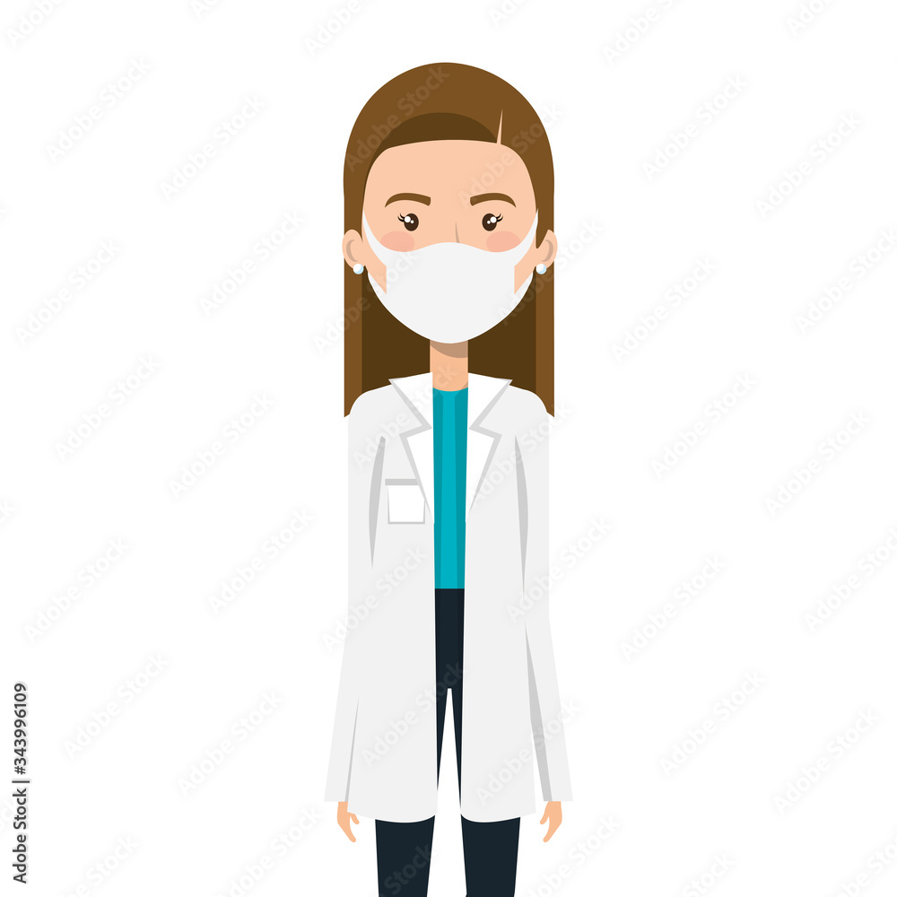 doctor female using face mask isolated icon vector illustration design doctor female using face mask isolated icon vector illustration design
