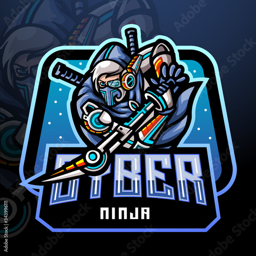 Cyber ninja esport logo mascot design.
