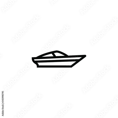 Motorboat vector icon in linear, outline style isolated on white background 