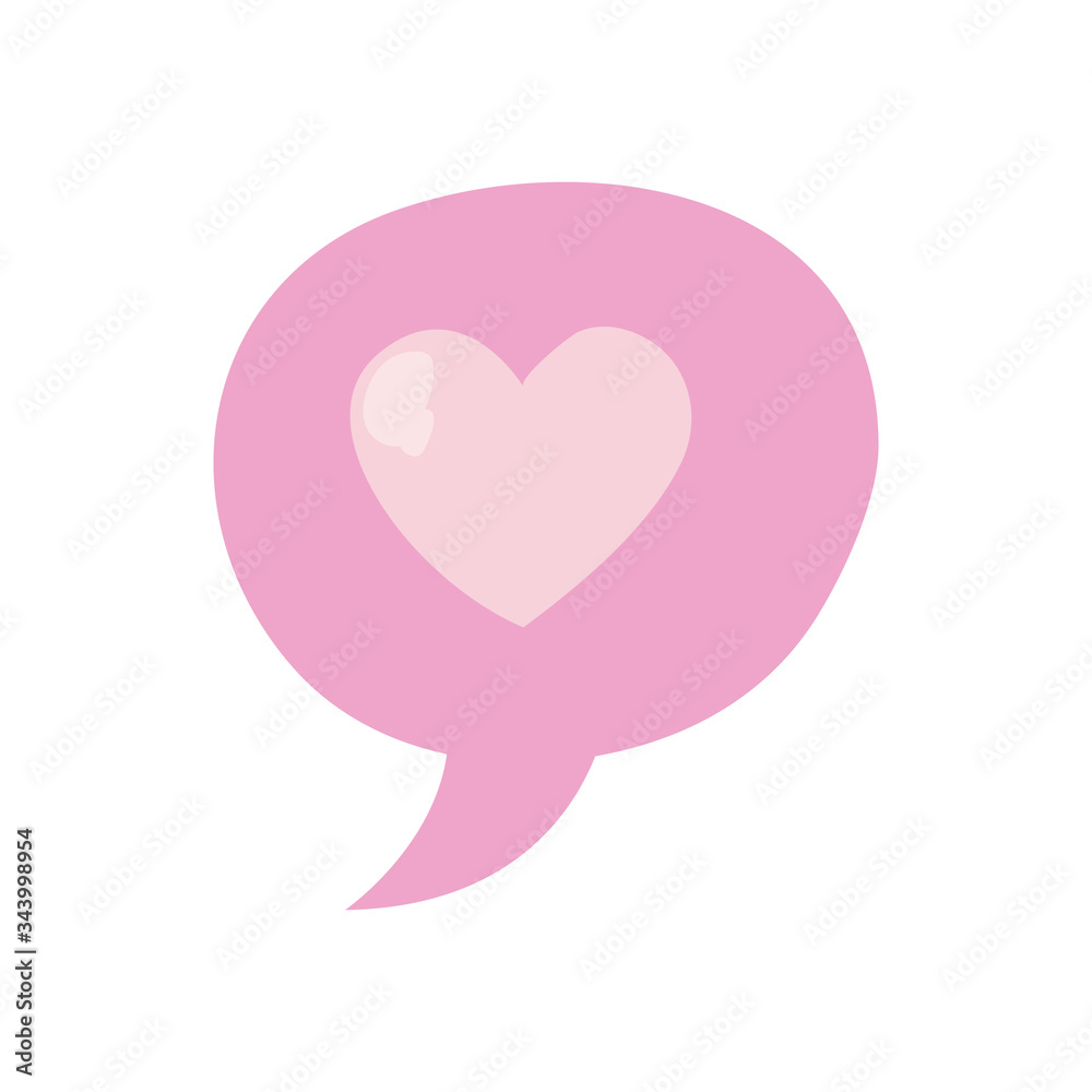 Heart inside bubble flat style icon vector design