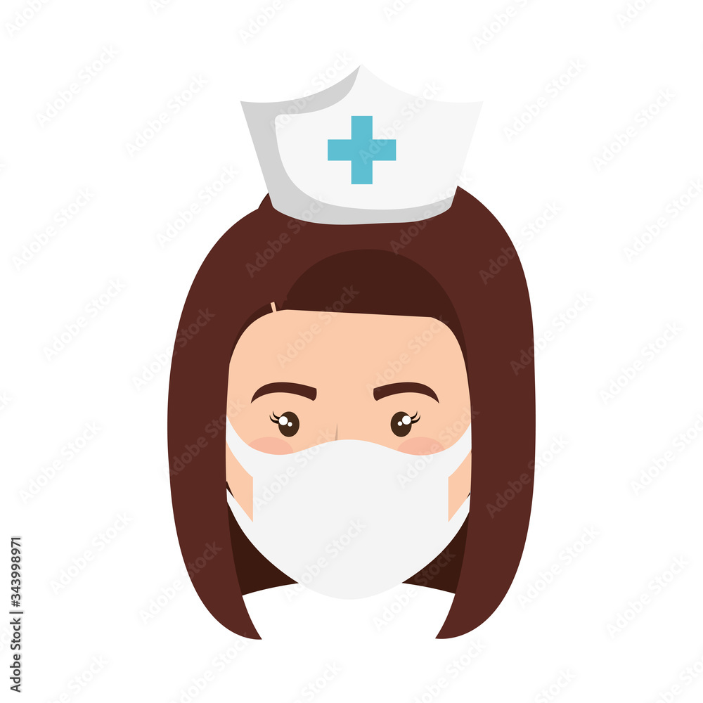 face of nurse using face mask isolated icon vector illustration design face of nurse using face mask isolated icon vector illustration design