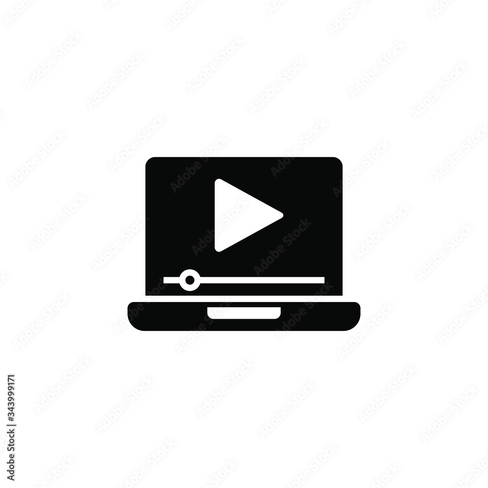 Video tutorial vector icon in black flat shape design isolated on white background Video tutorial vector icon in black flat shape design isolated on white background
